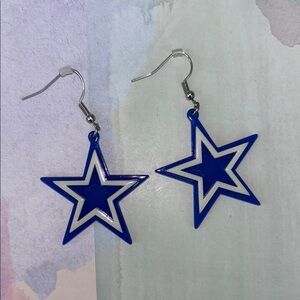 Dallas Cowboys NFL Blue and White Star dangle Earrings. NWT